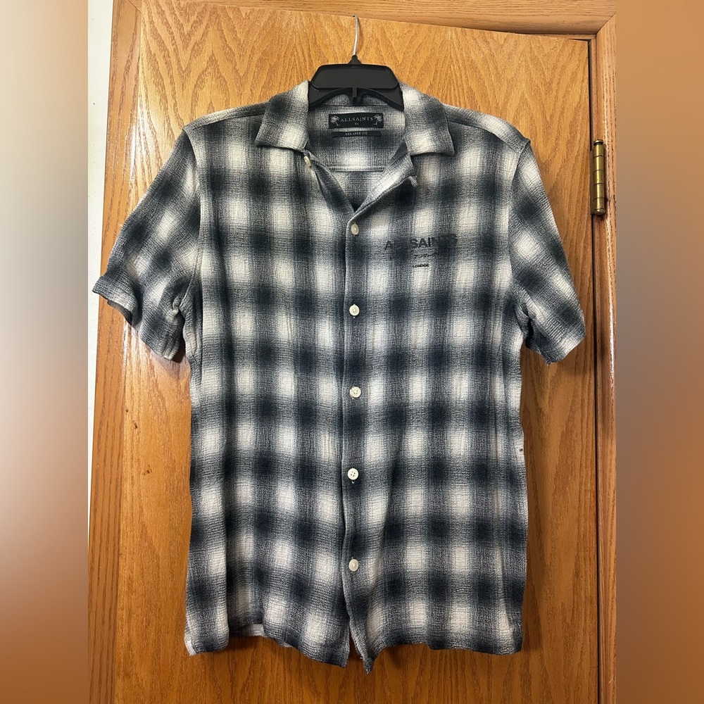 Allsaints Underground Relaxed Check Logo Shirt - Extra Small